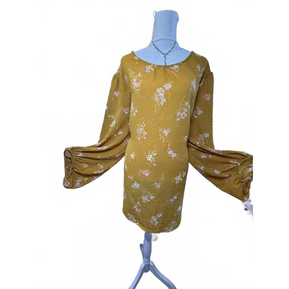 Ava & Viv Blouse Womens 4X  Floral Balloon Sleeve Keyhole Plus Size Blouse
